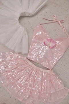 Rosette Fairy Dust Sequin Matching Set (Pink) - Angel Ruche