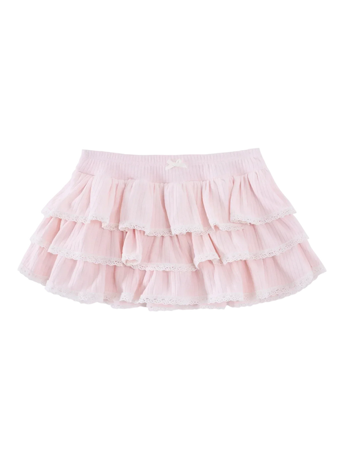 Ballerina Bliss Ruffle Mini Skirt (Pink) - Angel Ruche
