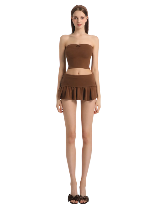 Brown Pilate Princess Ruched Tube Top - Angel Ruche