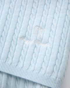 Colette Cable Knit Fold‑Over Pants (Ice Blue)