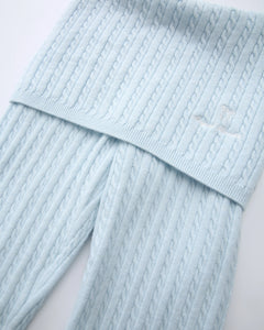 Colette Cable Knit Fold‑Over Pants (Ice Blue)