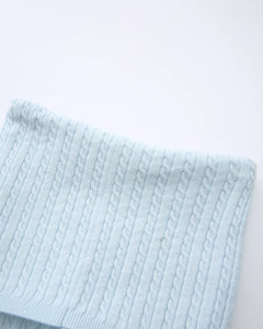 Colette Cable Knit Fold‑Over Pants (Ice Blue)
