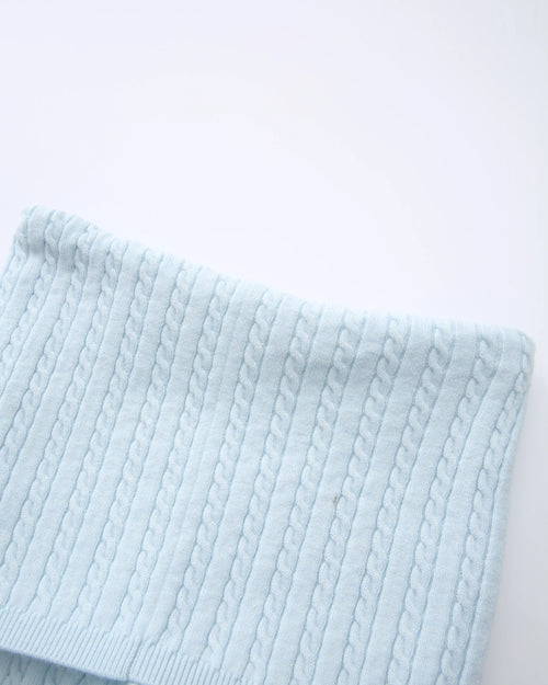 Colette Cable Knit Fold‑Over Pants (Ice Blue)