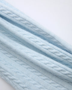 Colette Cable Knit Fold‑Over Pants (Ice Blue)