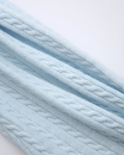 Colette Cable Knit Fold‑Over Pants (Ice Blue)