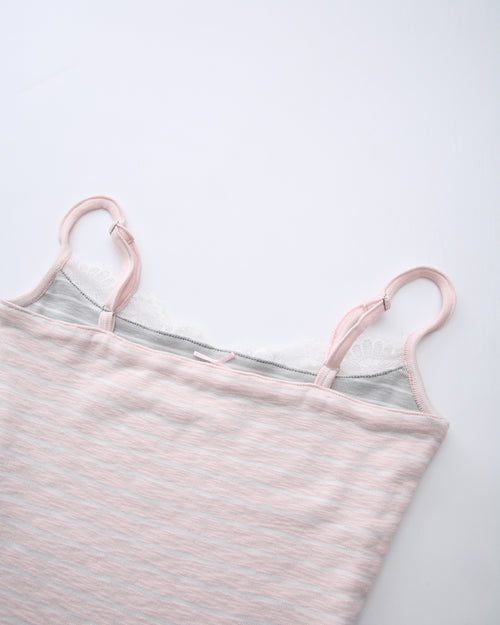 Muse Cotton Reversible Lace Cami (Pink Grey Stripe)