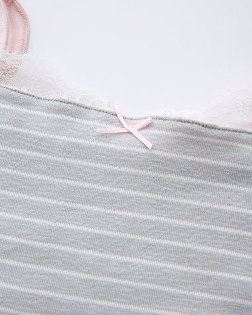 Muse Cotton Reversible Lace Cami (Pink Grey Stripe)