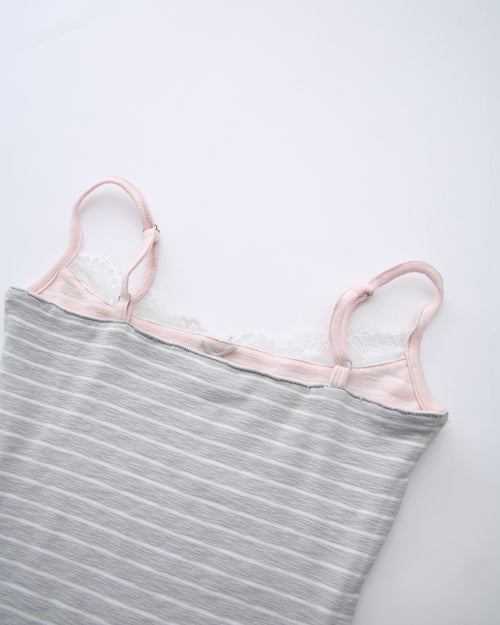Muse Cotton Reversible Lace Cami (Pink Grey Stripe)