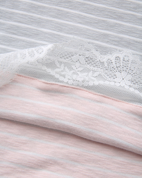 Muse Cotton Reversible Lace Cami (Pink Grey Stripe)