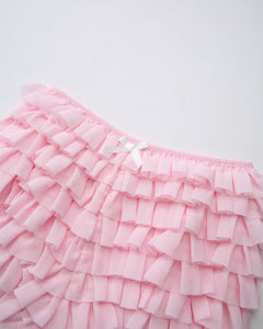 Delicate Pink Chiffon Ruffles Shorts