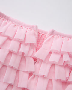 Delicate Pink Chiffon Ruffles Shorts