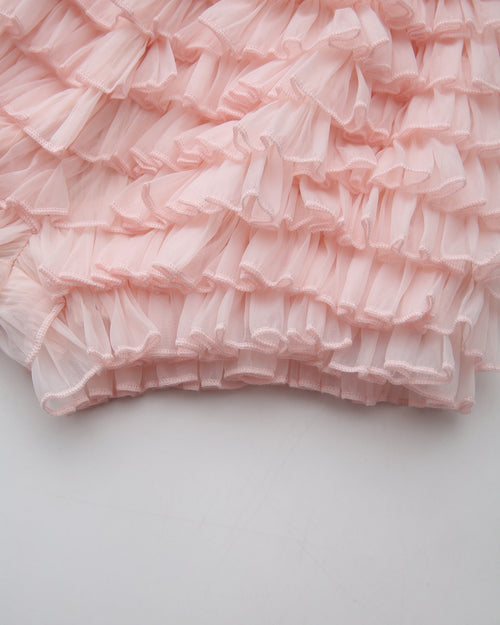 Delicate Pink Chiffon Ruffles Shorts (Rose Pink)