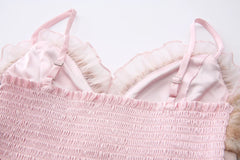 Bambi Princess Fur Chiffon Babydoll Dress (Pink) - Angel Ruche