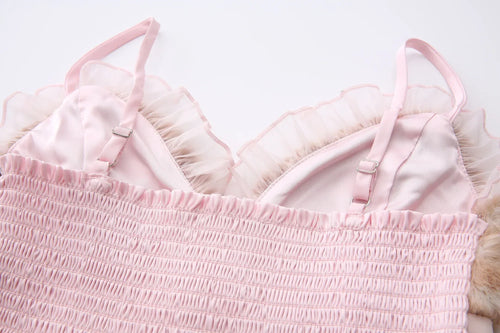 Bambi Princess Fur Chiffon Babydoll Dress (Pink) - Angel Ruche