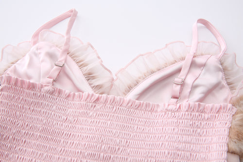 Bambi Princess Fur Chiffon Dress (Pink)