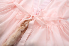 Bambi Princess Fur Chiffon Robe (Pink) - Angel Ruche