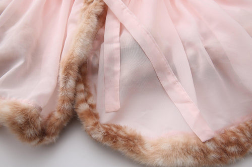 Bambi Princess Fur Chiffon Robe (Pink) - Angel Ruche