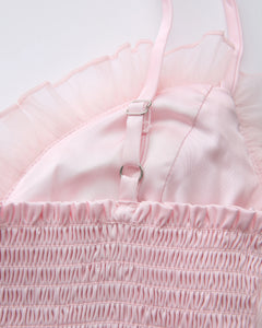 Rosé Princess Fur Chiffon Babydoll Dress - Angel Ruche