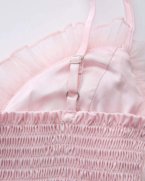 Rosé Princess Fur Chiffon Babydoll Dress - Angel Ruche