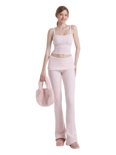 Colette Cable Knit Fold‑Over Pants - Angel Ruche