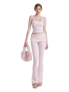 Colette Cable Knit Fold‑Over Pants - Angel Ruche