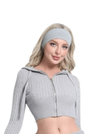 Cozy Cloud Cable Knit Zip up Cardigan (Grey) - Angel Ruche