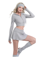 Cozy Cloud Cable Knit Zip up Cardigan (Grey) - Angel Ruche