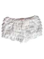 Delicate Chiffon Ruffle Shorts - White Lace