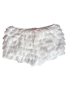 Delicate Chiffon Ruffle Shorts - White Lace