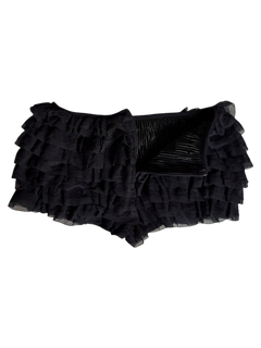 Delicate Chiffon Ruffle Shorts - Black Lace