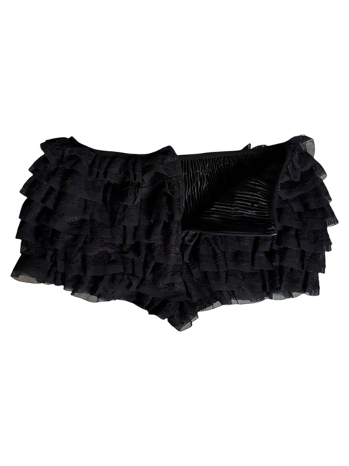 Delicate Chiffon Ruffle Shorts - Black Lace - Angel Ruche