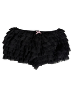 Delicate Chiffon Ruffle Shorts - Black Lace