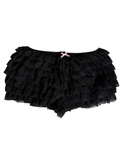 Delicate Chiffon Ruffle Shorts - Black Lace