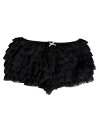 Delicate Chiffon Ruffle Shorts - Black Lace - Angel Ruche