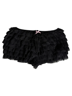 Delicate Chiffon Ruffle Shorts - Black Lace - Angel Ruche