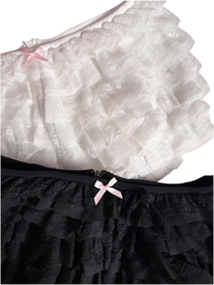 Delicate Chiffon Ruffle Shorts - White Lace