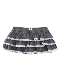 Ballerina Bliss Ruffle Mini Skirt (Grey) - Angel Ruche
