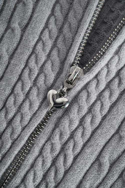 Fur Trim Cozy Cloud Cable Knit Cardigan (Grey) - Angel Ruche