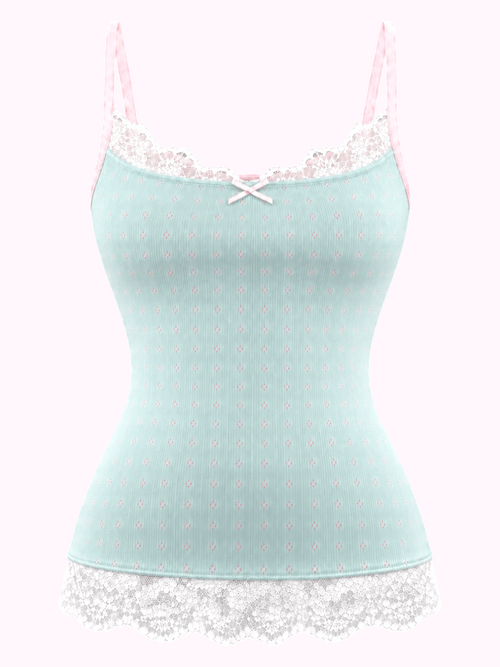 Dewdrop Reversible Lace Cami (Pink Teal)