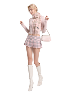 Girly Plaid Pleated Mini Skirt (Pink)