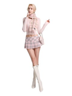 Girly Plaid Pleated Mini Skirt (Pink)
