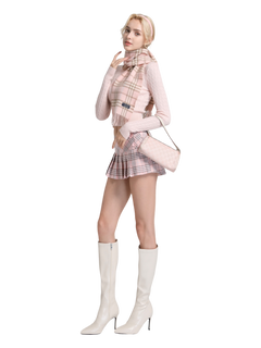 Girly Plaid Pleated Mini Skirt (Pink)