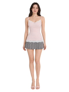 Muse Cotton Reversible Lace Cami (Pink Grey Stripe)