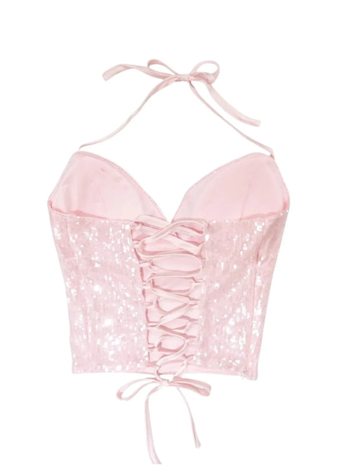Rosette Fairy Dust Sequin Matching Set (Pink) - Angel Ruche