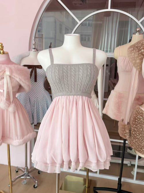 Lovergirl Cable Knit Chiffon Babydoll Dress