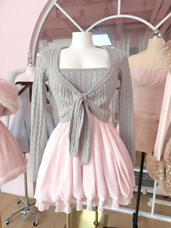 Lovergirl Cable Knit Chiffon Babydoll Dress