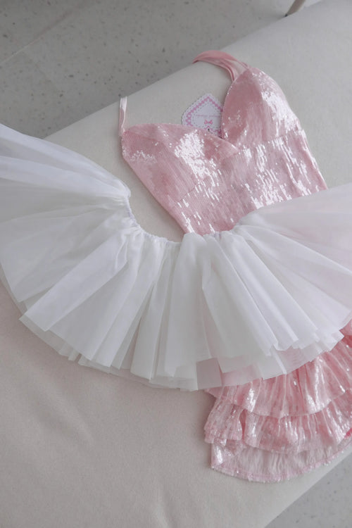Rosette Fairy Dust Sequin Mini Skirt + Petticoat (Pink) - Angel Ruche