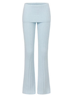 Colette Cable Knit Fold‑Over Pants (Ice Blue)