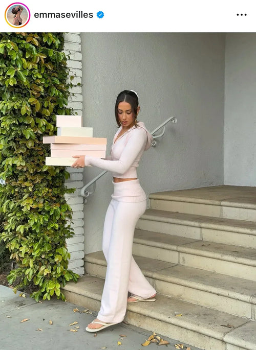 That Girl Rib Knit Set (Baby Pink) - Angel Ruche
