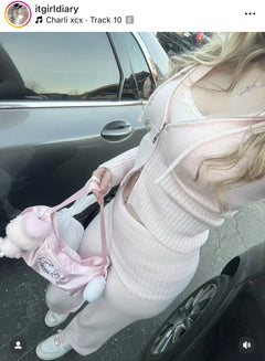 That Girl Rib Knit Set (Baby Pink) - Angel Ruche